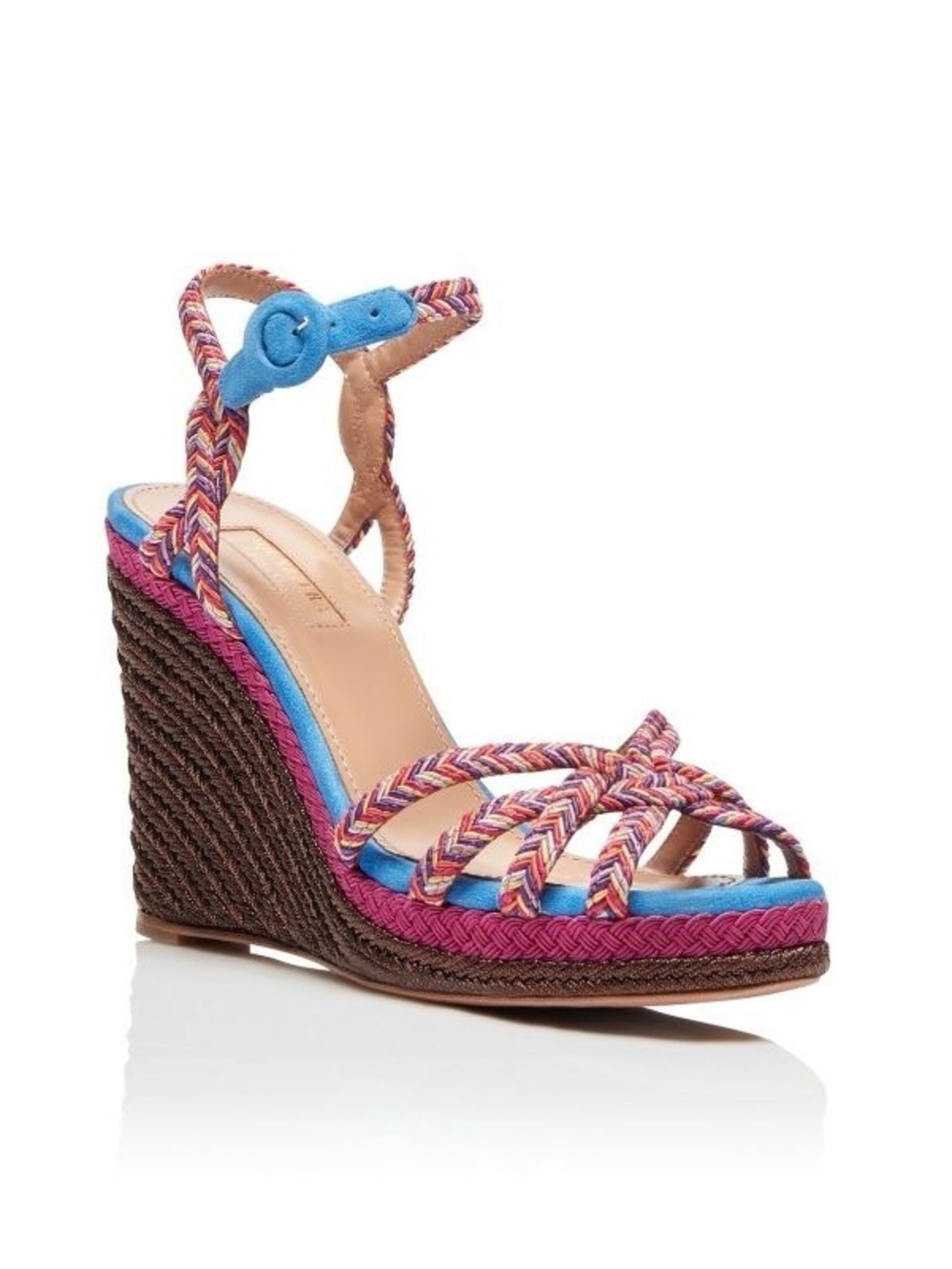 Aquazzura Kerala braided cord and suede espadrille wedge sandal size 36